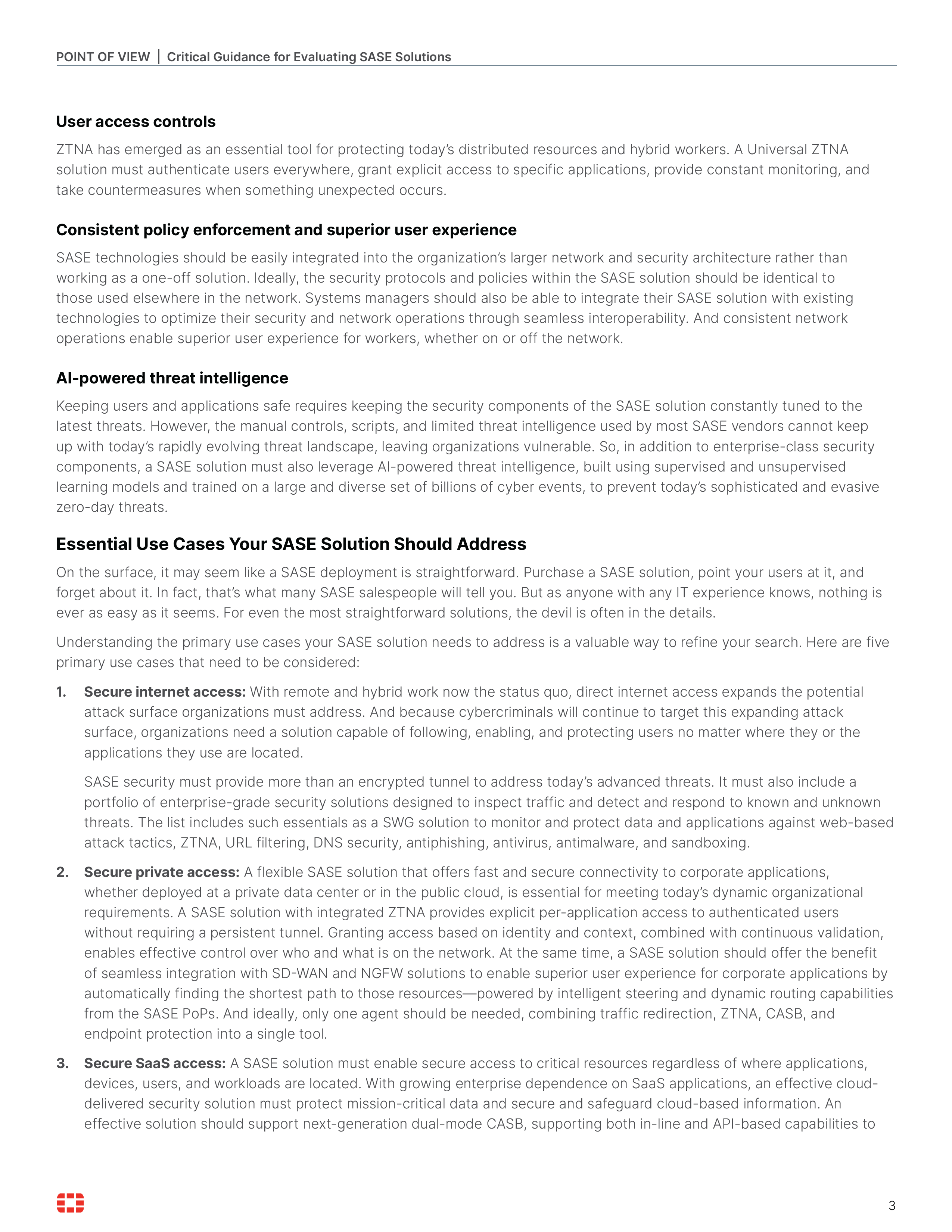 Critical Guidance for Evaluating SASE Solutions